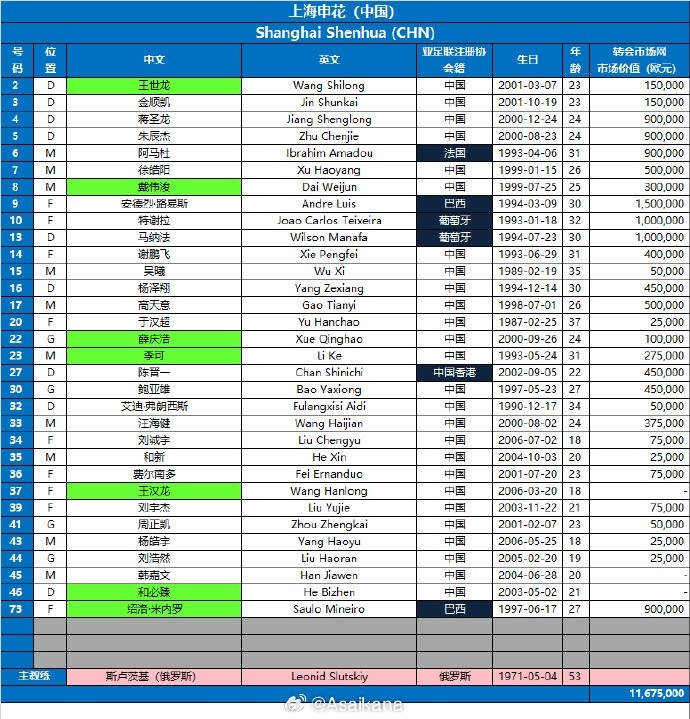  申花亞冠報(bào)名名單：增報(bào)米內(nèi)羅集五名外援，戴偉浚受傷仍入選